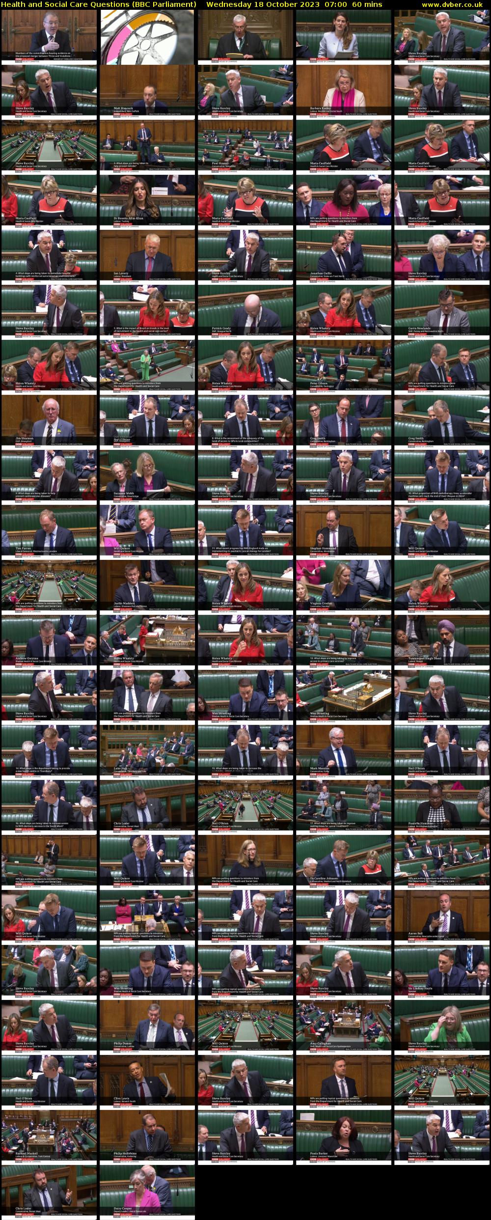 Health and Social Care Questions (BBC Parliament) Wednesday 18 October 2023 07:00 - 08:00