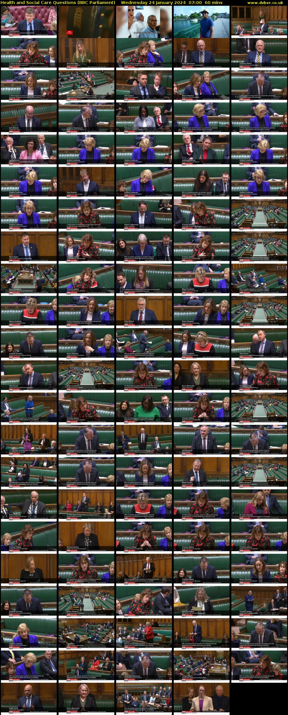 Health and Social Care Questions (BBC Parliament) Wednesday 24 January 2024 07:00 - 08:00