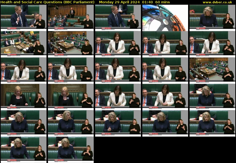 Health and Social Care Questions (BBC Parliament) Monday 29 April 2024 01:40 - 02:40