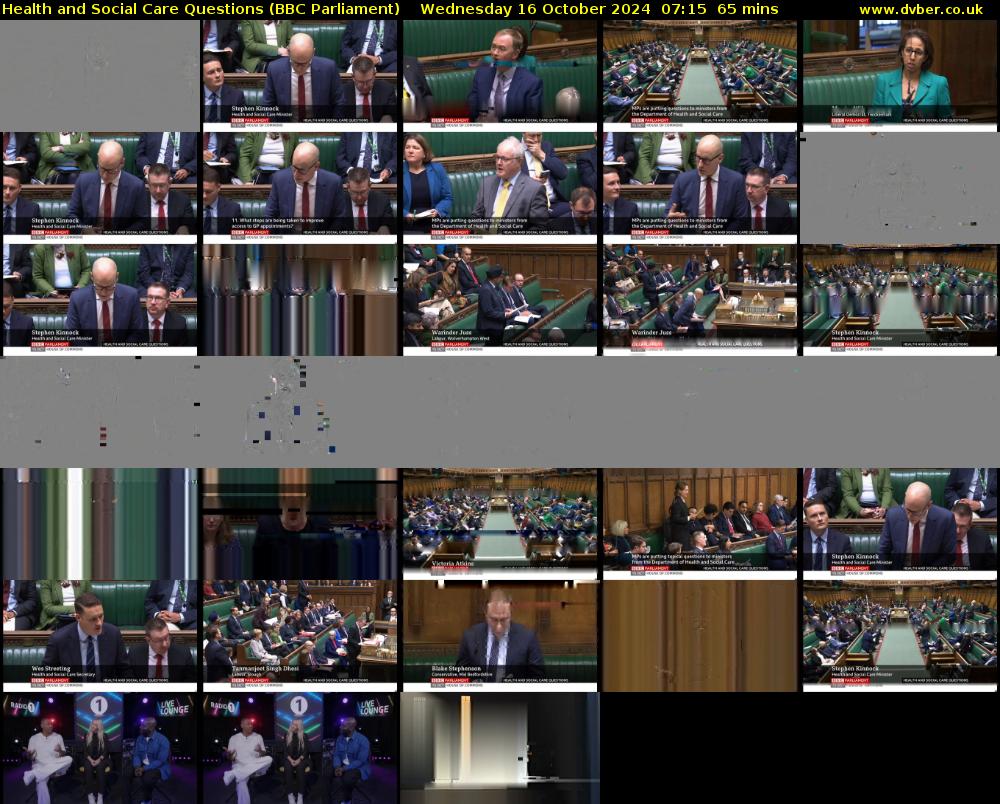 Health and Social Care Questions (BBC Parliament) Wednesday 16 October 2024 07:15 - 08:20