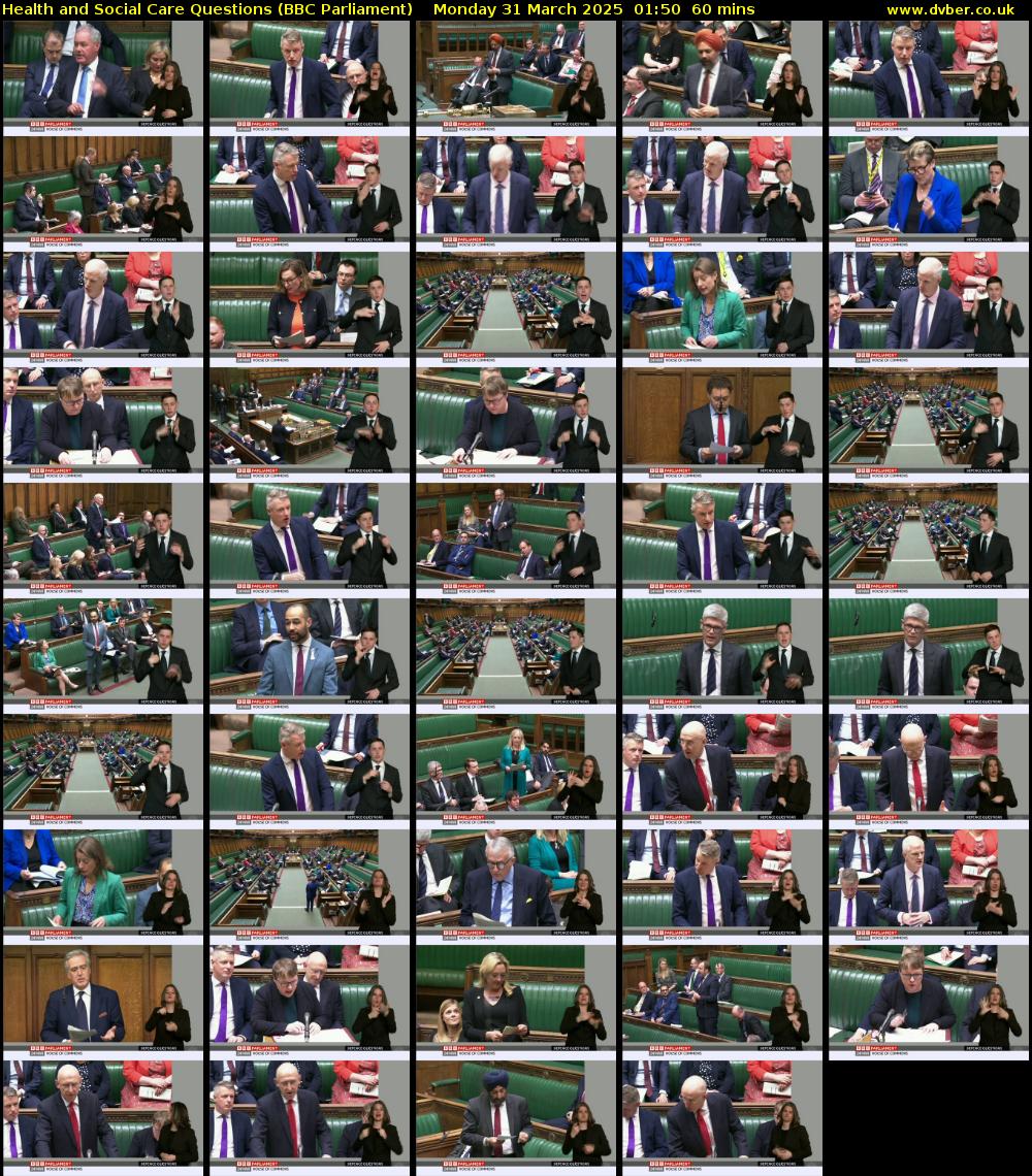Health and Social Care Questions (BBC Parliament) Monday 31 March 2025 01:50 - 02:50
