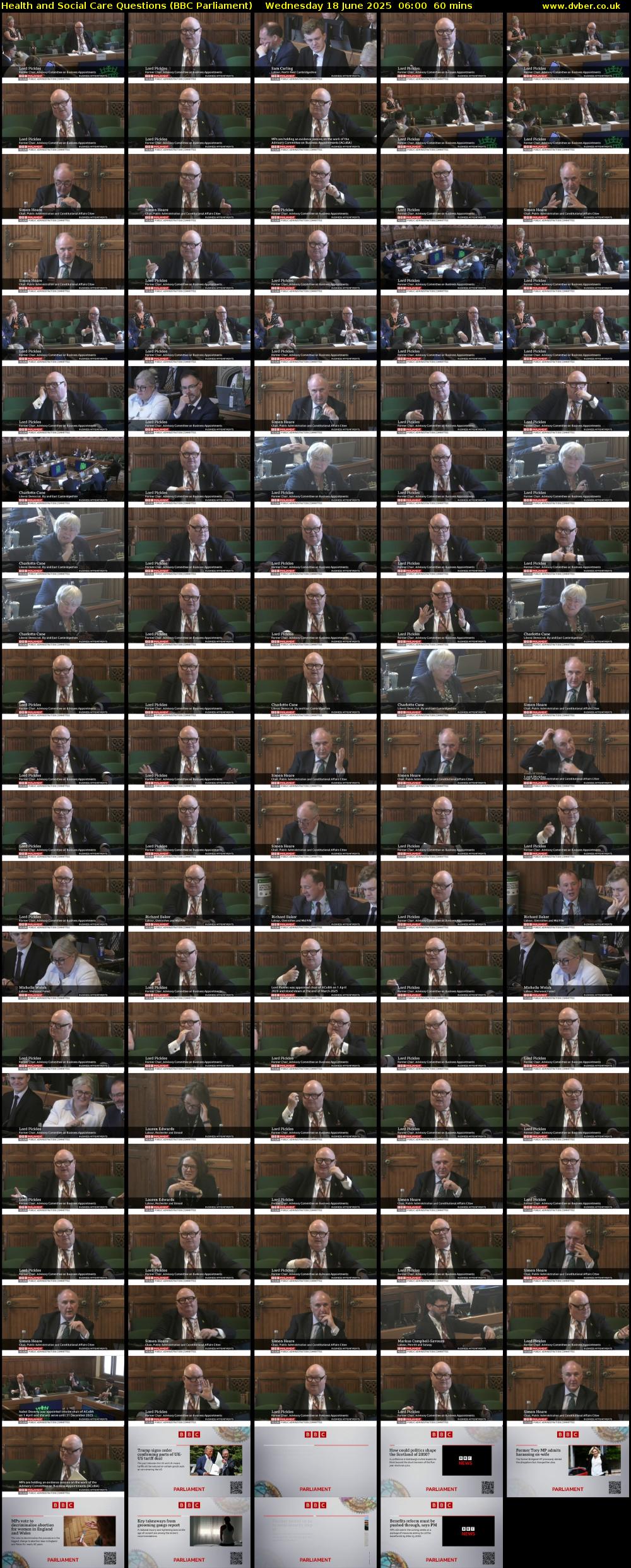 Health and Social Care Questions (BBC Parliament) Wednesday 18 June 2025 06:00 - 07:00