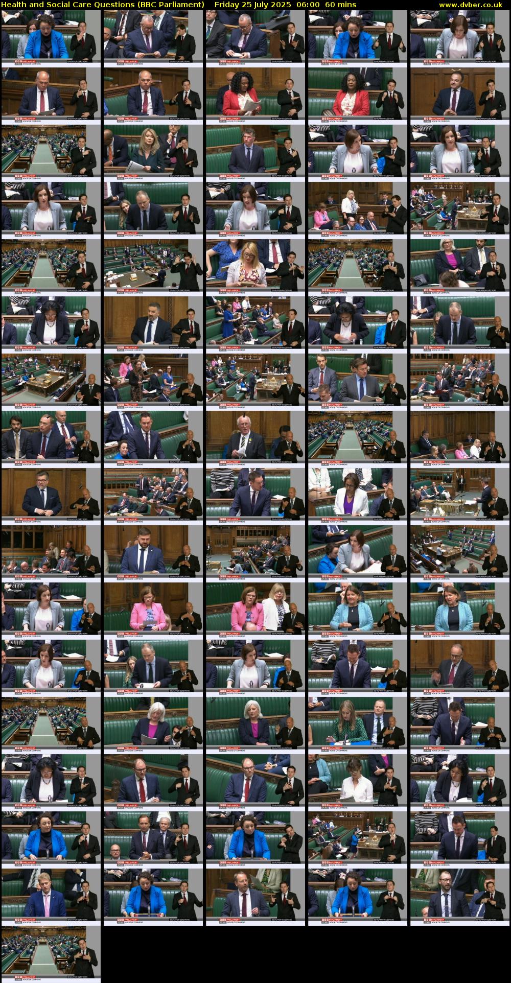 Health and Social Care Questions (BBC Parliament) Friday 25 July 2025 06:00 - 07:00