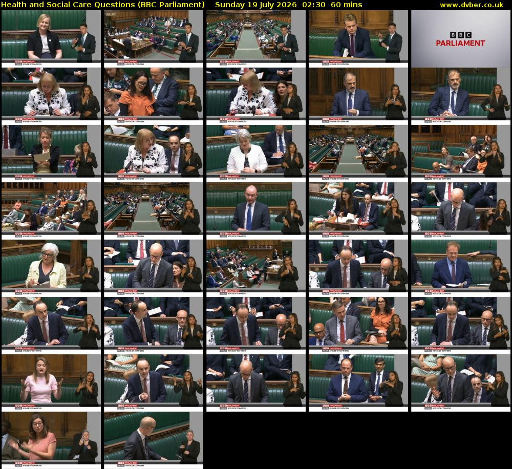 Health and Social Care Questions (BBC Parliament) Sunday 19 July 2026 02:30 - 03:30