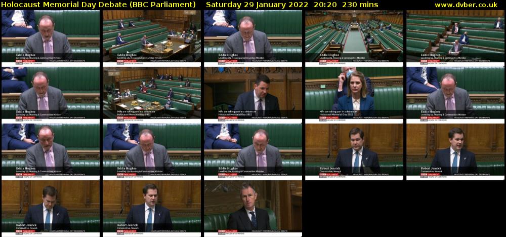 Holocaust Memorial Day Debate (BBC Parliament) Saturday 29 January 2022 20:20 - 00:10