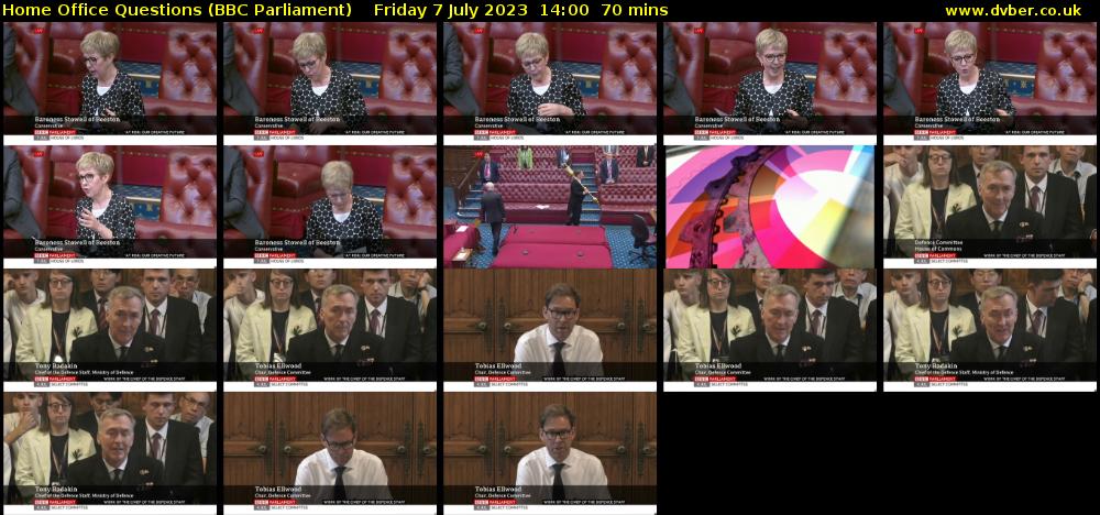 Home Office Questions (BBC Parliament) Friday 7 July 2023 14:00 - 15:10