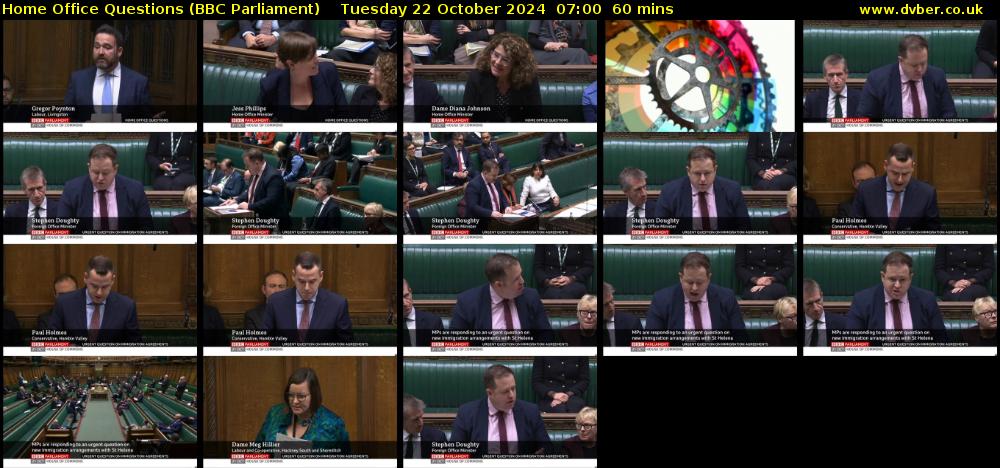 Home Office Questions (BBC Parliament) Tuesday 22 October 2024 07:00 - 08:00