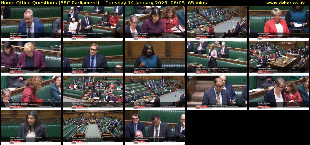 Home Office Questions (BBC Parliament) Tuesday 14 January 2025 06:05 - 07:10