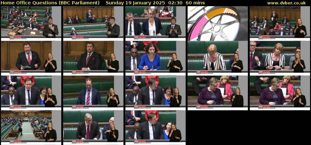 Home Office Questions (BBC Parliament) Sunday 19 January 2025 02:30 - 03:30
