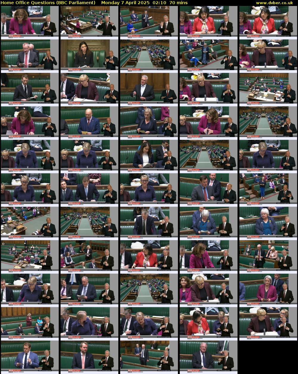 Home Office Questions (BBC Parliament) Monday 7 April 2025 02:10 - 03:20