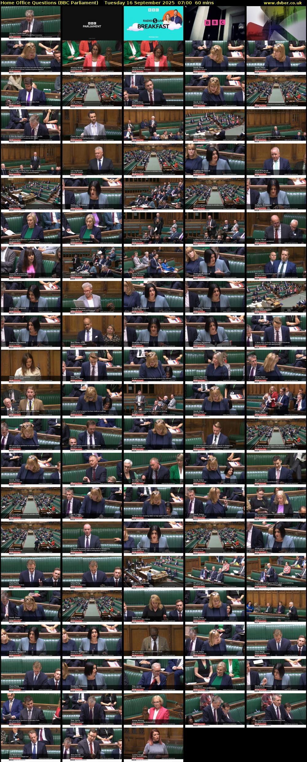 Home Office Questions (BBC Parliament) Tuesday 16 September 2025 07:00 - 08:00