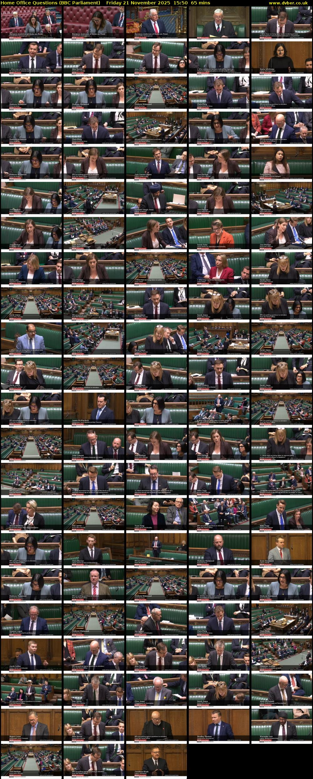 Home Office Questions (BBC Parliament) Friday 21 November 2025 15:50 - 16:55
