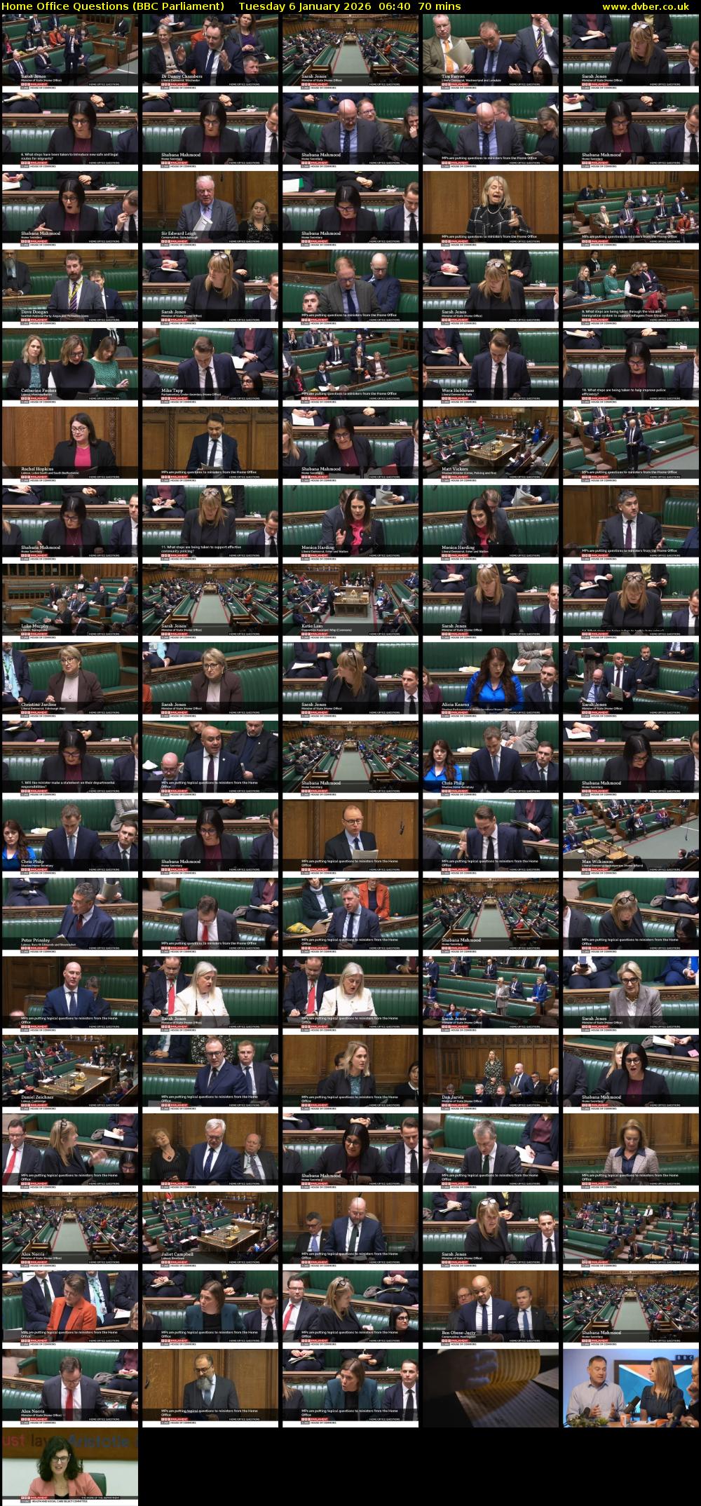 Home Office Questions (BBC Parliament) Tuesday 6 January 2026 06:40 - 07:50