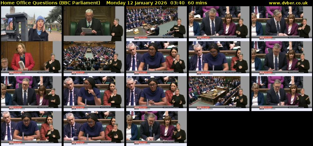 Home Office Questions (BBC Parliament) Monday 12 January 2026 03:40 - 04:40