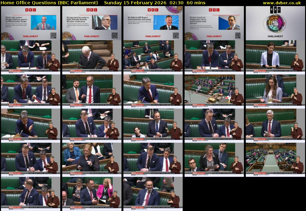 Home Office Questions (BBC Parliament) Sunday 15 February 2026 02:30 - 03:30