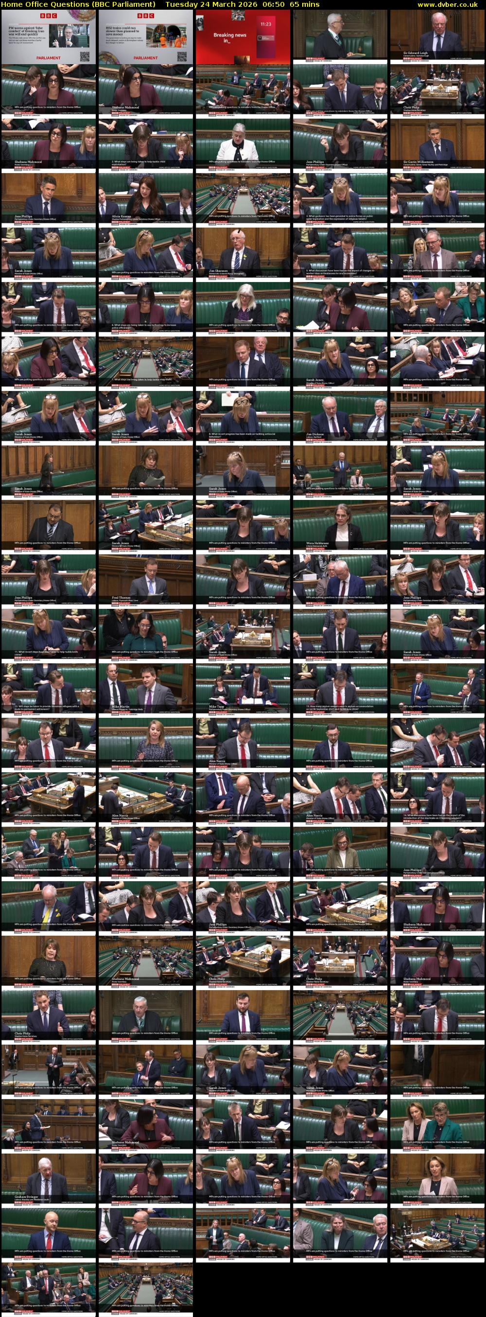 Home Office Questions (BBC Parliament) Tuesday 24 March 2026 06:50 - 07:55