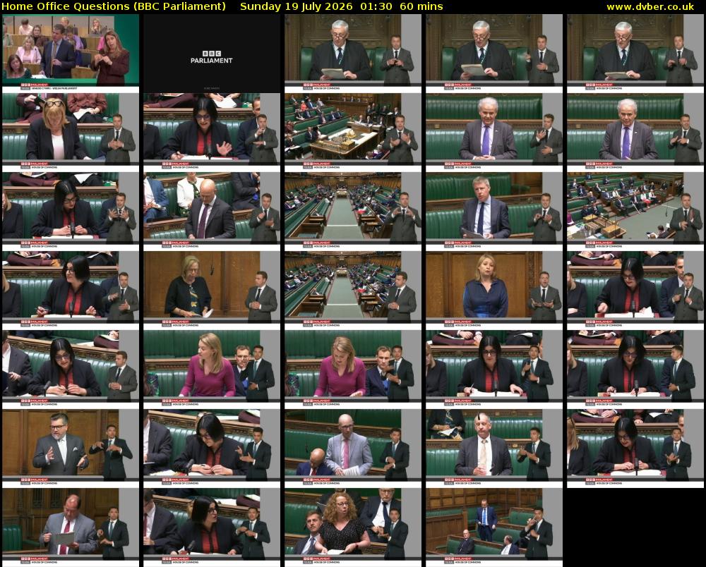 Home Office Questions (BBC Parliament) Sunday 19 July 2026 01:30 - 02:30