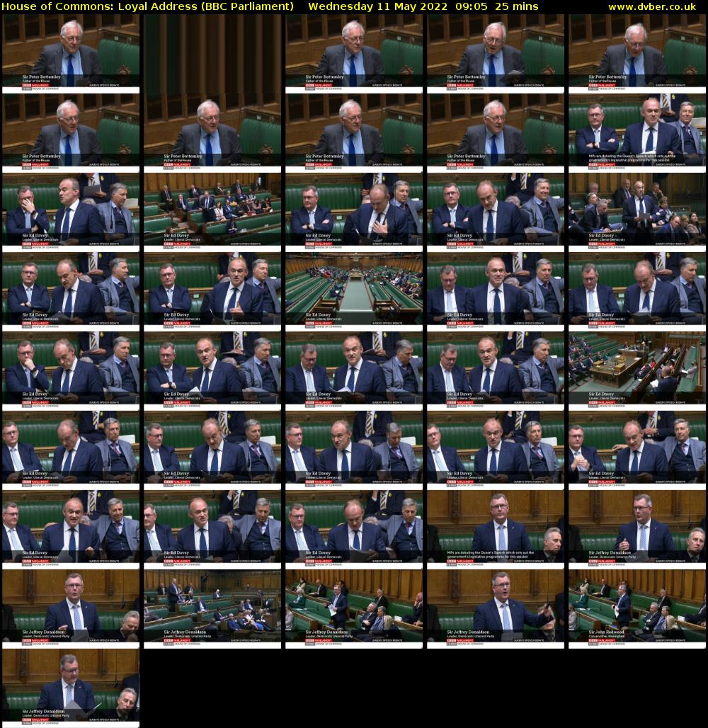 House of Commons: Loyal Address (BBC Parliament) Wednesday 11 May 2022 09:05 - 09:30