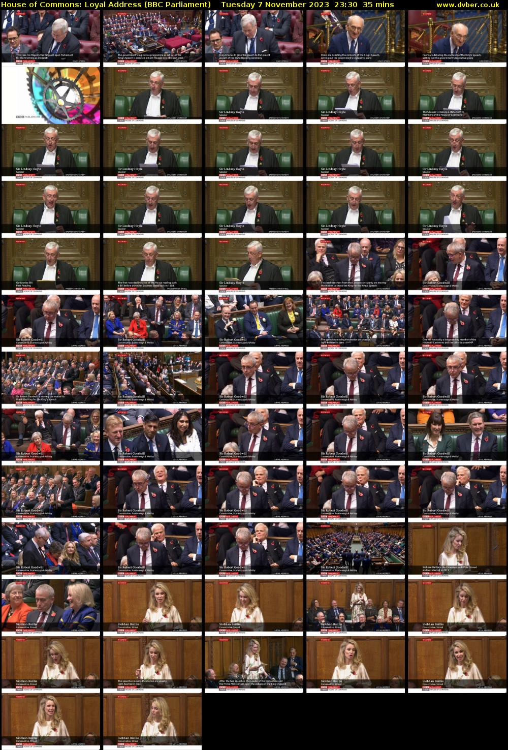 House of Commons: Loyal Address (BBC Parliament) Tuesday 7 November 2023 23:30 - 00:05
