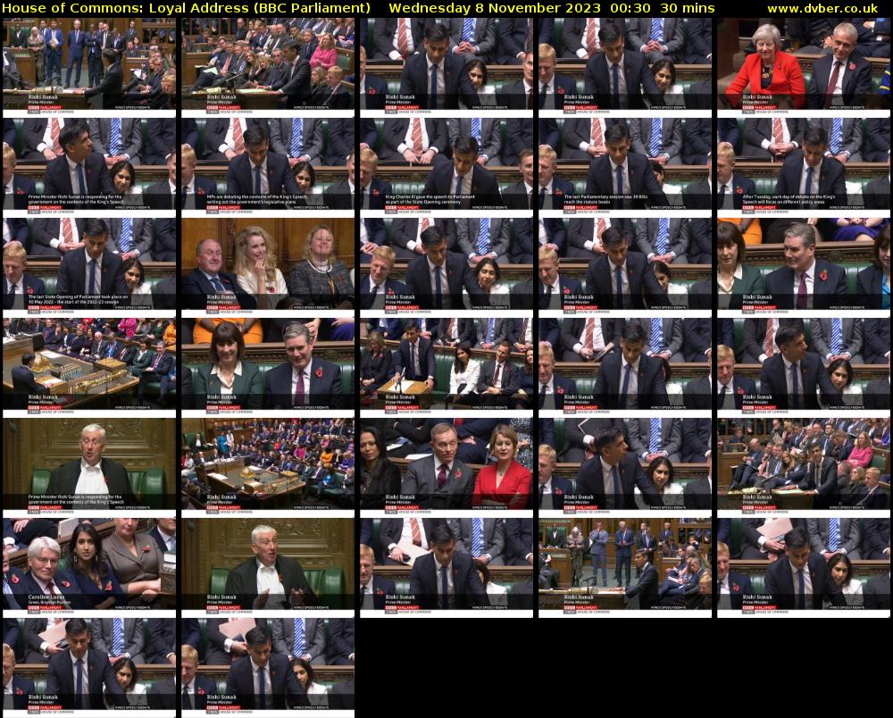 House of Commons: Loyal Address (BBC Parliament) Wednesday 8 November 2023 00:30 - 01:00