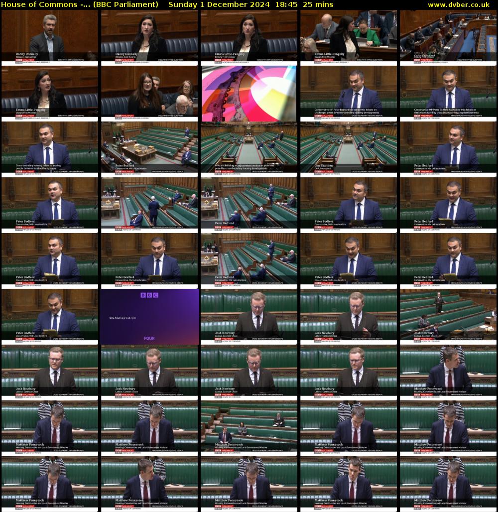 House of Commons -... (BBC Parliament) Sunday 1 December 2024 18:45 - 19:10