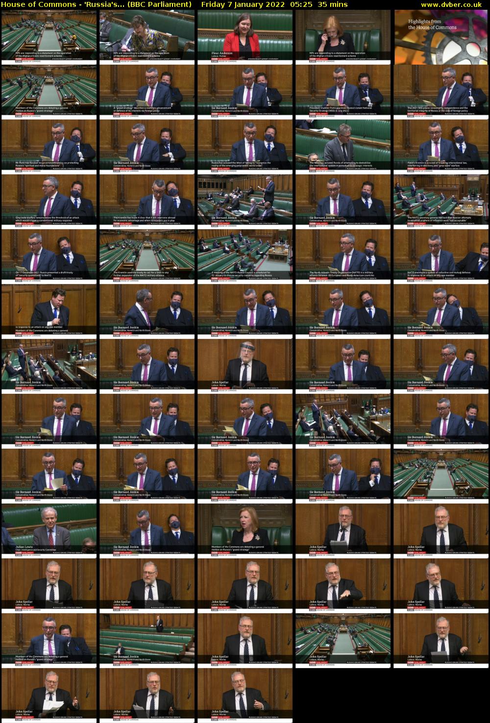 House of Commons - 'Russia's... (BBC Parliament) Friday 7 January 2022 05:25 - 06:00