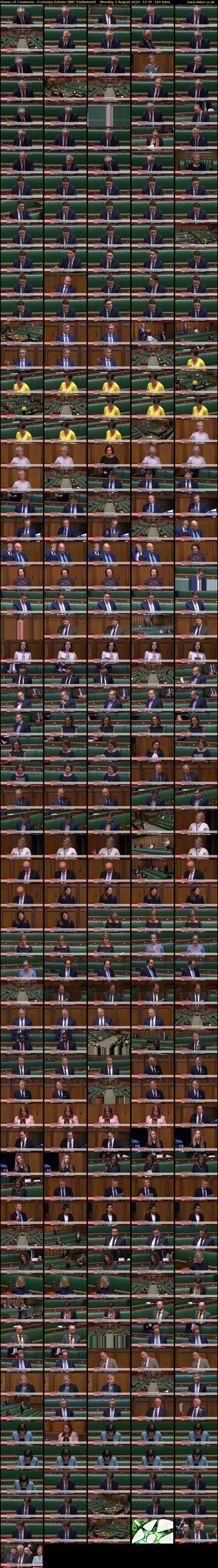 House of Commons - Economy Debate (BBC Parliament) Monday 3 August 2020 12:35 - 16:15