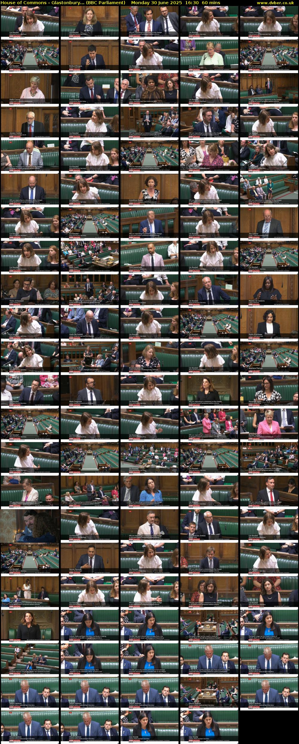 House of Commons - Glastonbury... (BBC Parliament) Monday 30 June 2025 16:30 - 17:30