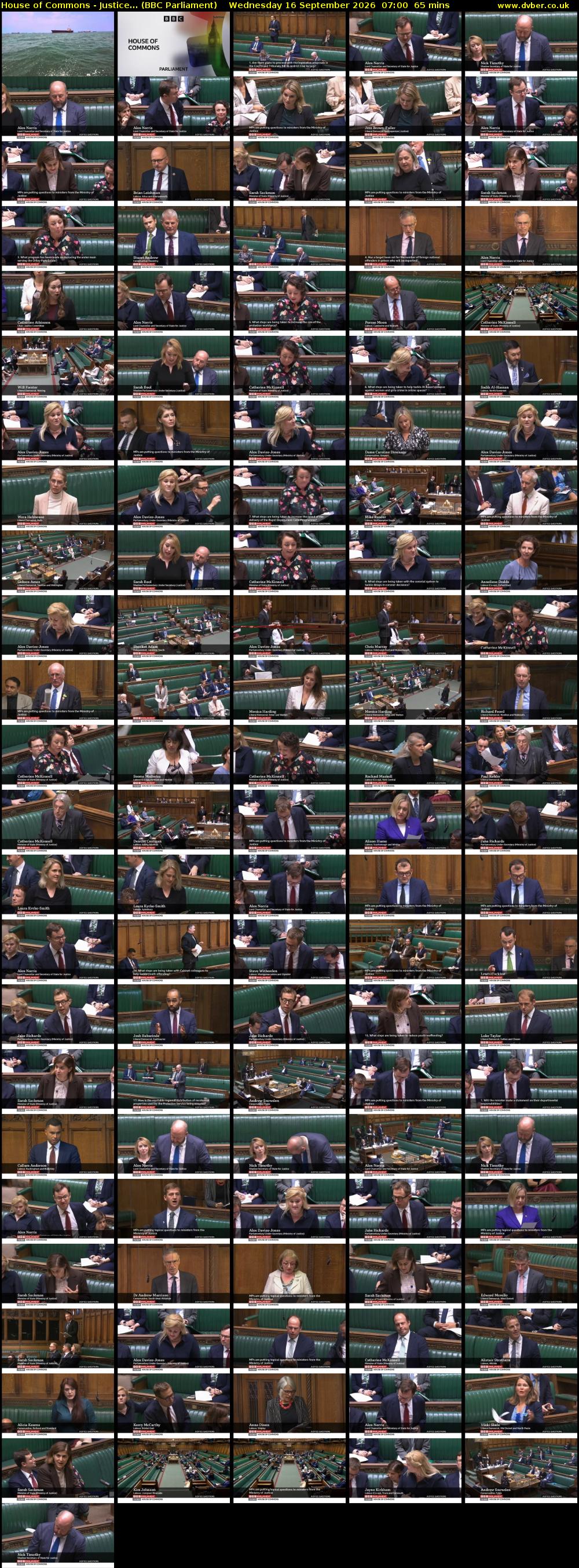 House of Commons - Justice... (BBC Parliament) Wednesday 16 September 2026 07:00 - 08:05