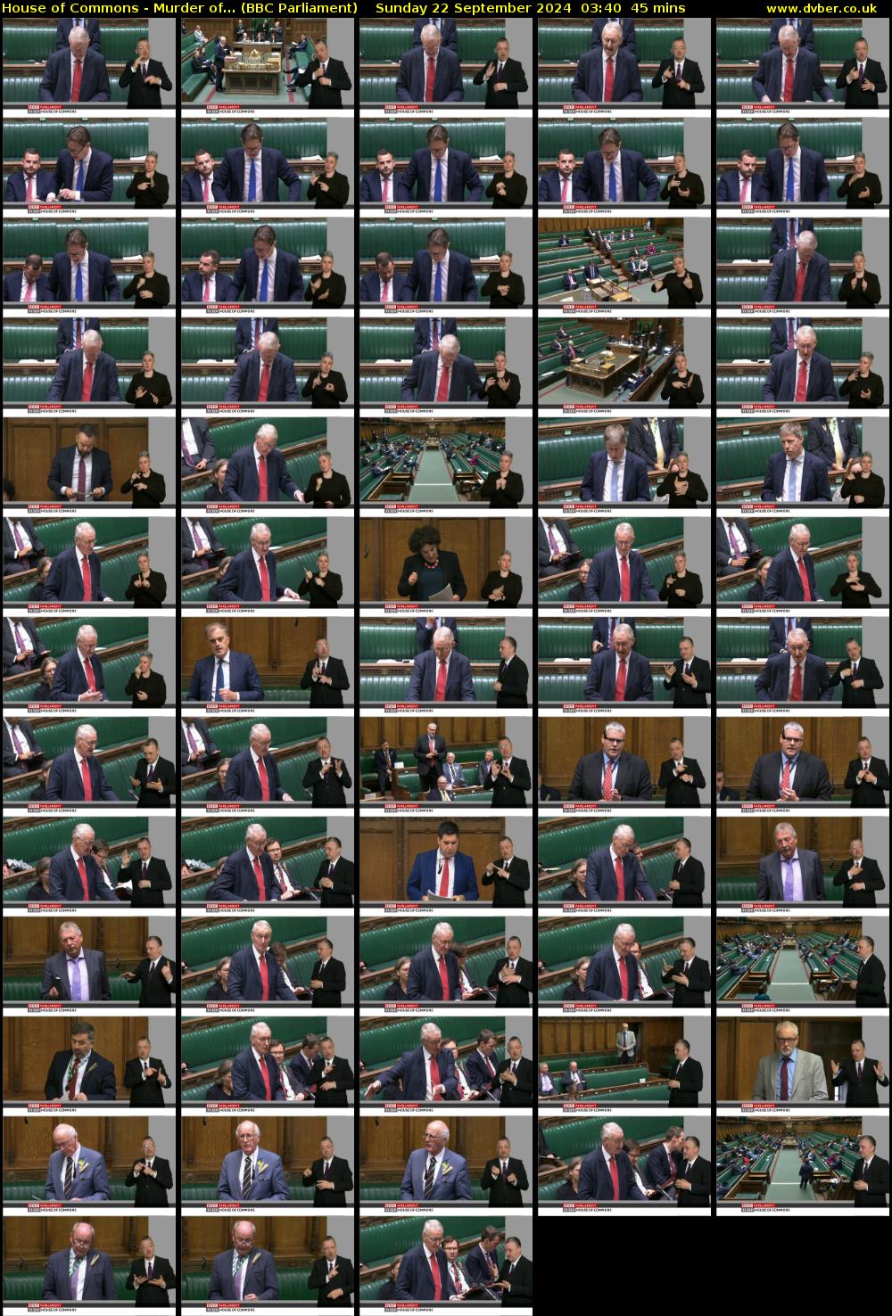 House of Commons - Murder of... (BBC Parliament) Sunday 22 September 2024 03:40 - 04:25