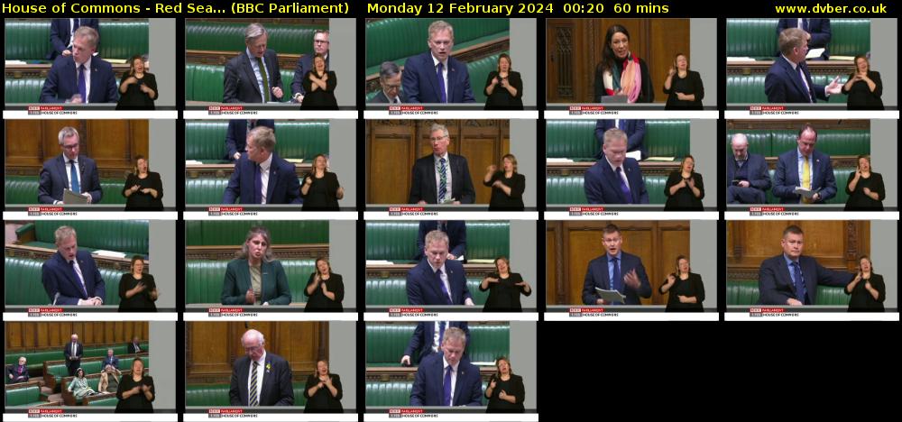House of Commons - Red Sea... (BBC Parliament) Monday 12 February 2024 00:20 - 01:20