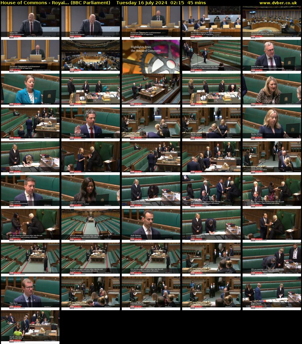 House of Commons - Royal... (BBC Parliament) Tuesday 16 July 2024 02:15 - 03:00