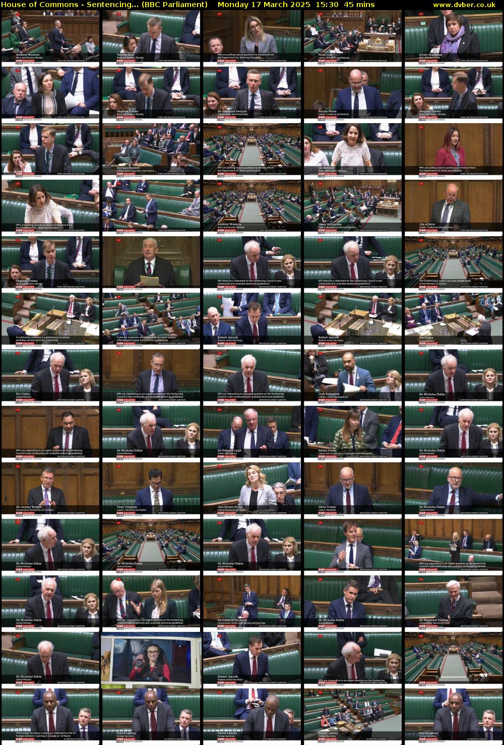House of Commons - Sentencing... (BBC Parliament) Monday 17 March 2025 15:30 - 16:15