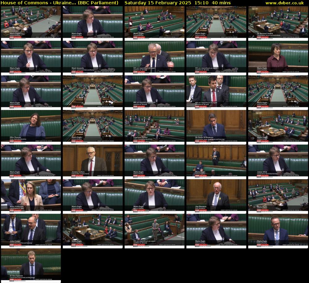 House of Commons - Ukraine... (BBC Parliament) Saturday 15 February 2025 15:10 - 15:50