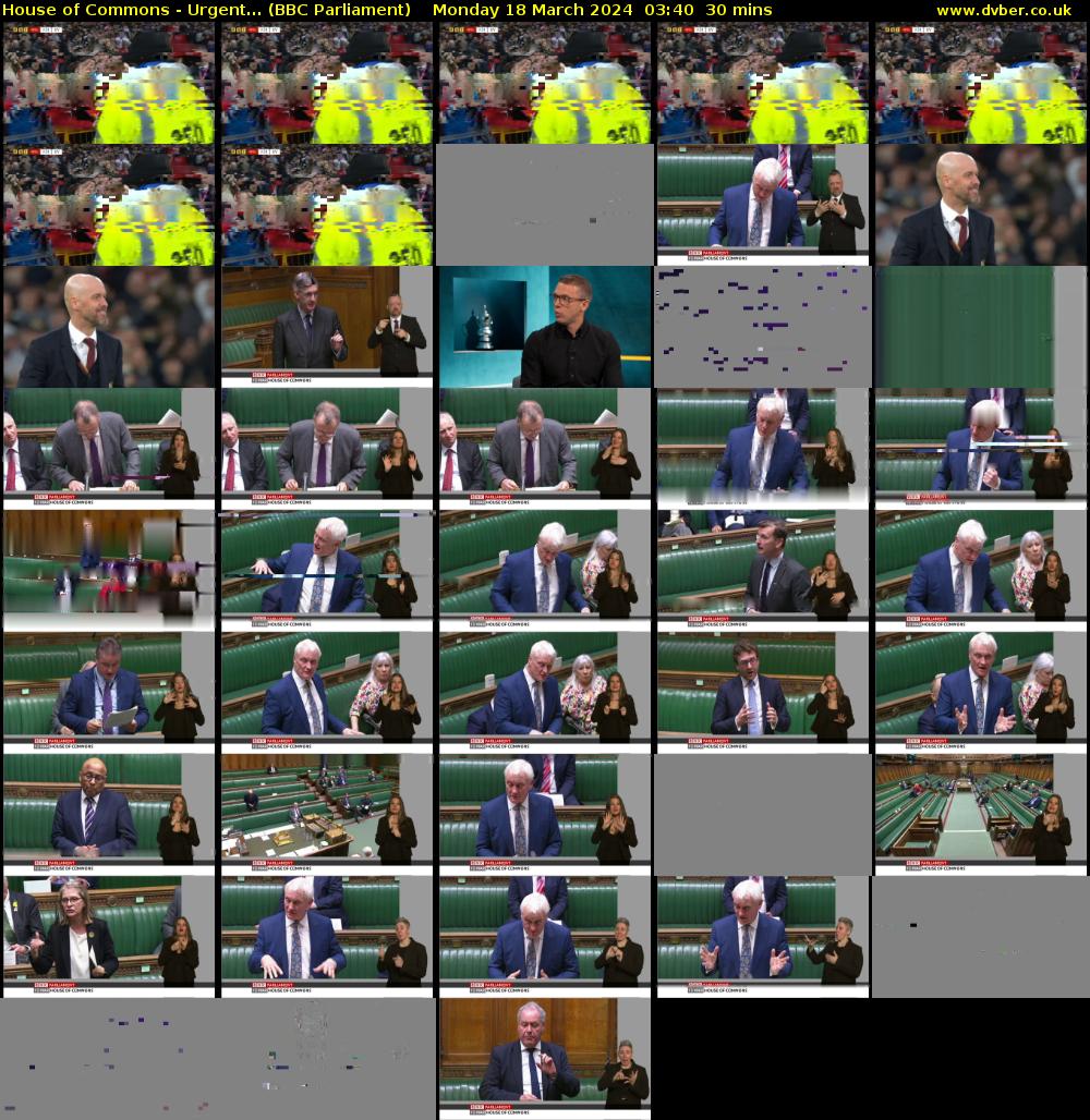 House of Commons - Urgent... (BBC Parliament) Monday 18 March 2024 03:40 - 04:10