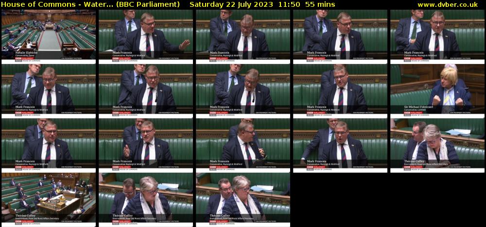 House of Commons - Water... (BBC Parliament) Saturday 22 July 2023 11:50 - 12:45