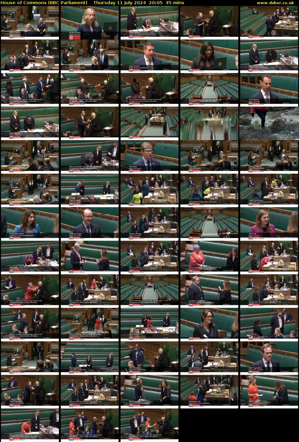 House of Commons (BBC Parliament) Thursday 11 July 2024 20:05 - 20:50