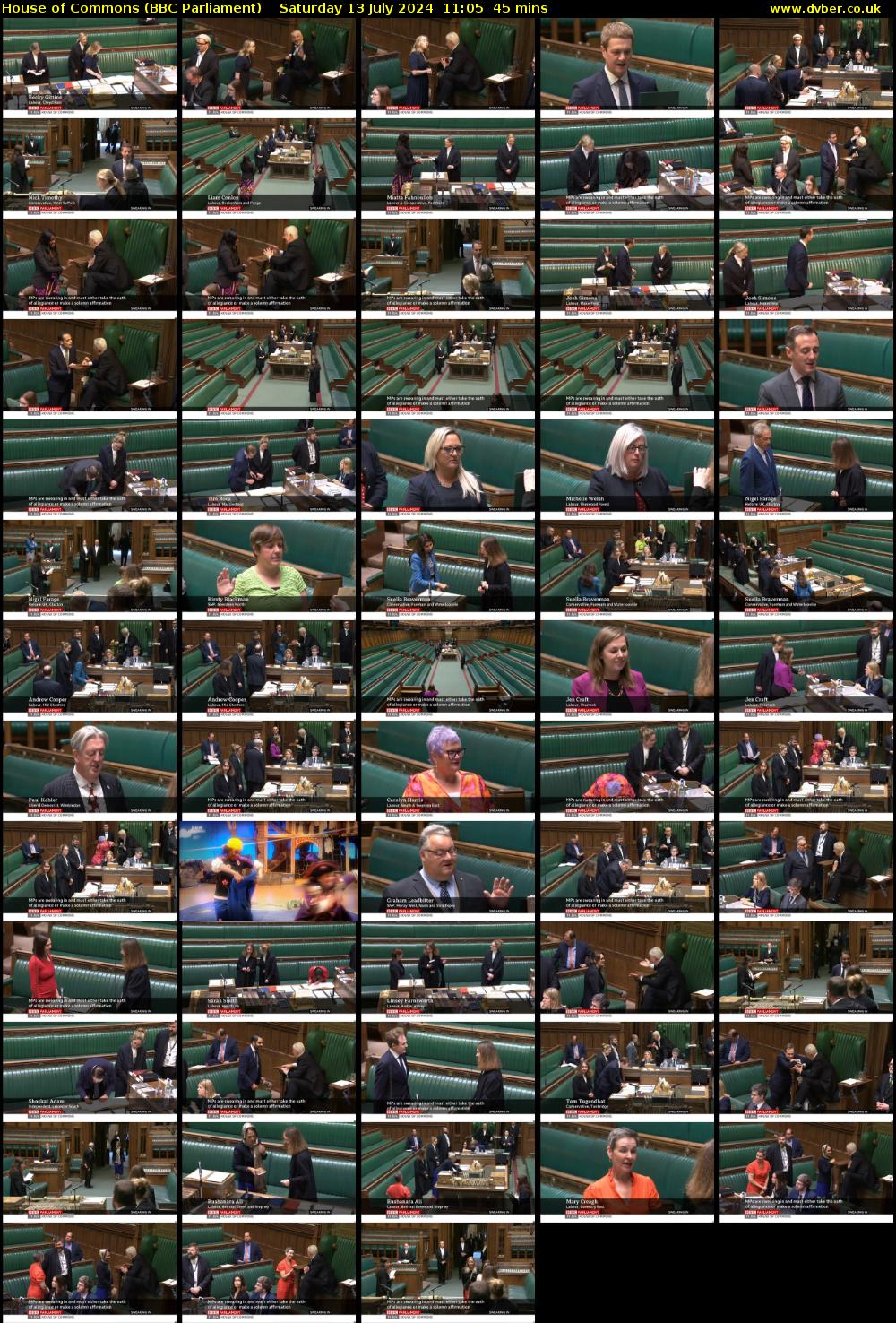 House of Commons (BBC Parliament) Saturday 13 July 2024 11:05 - 11:50