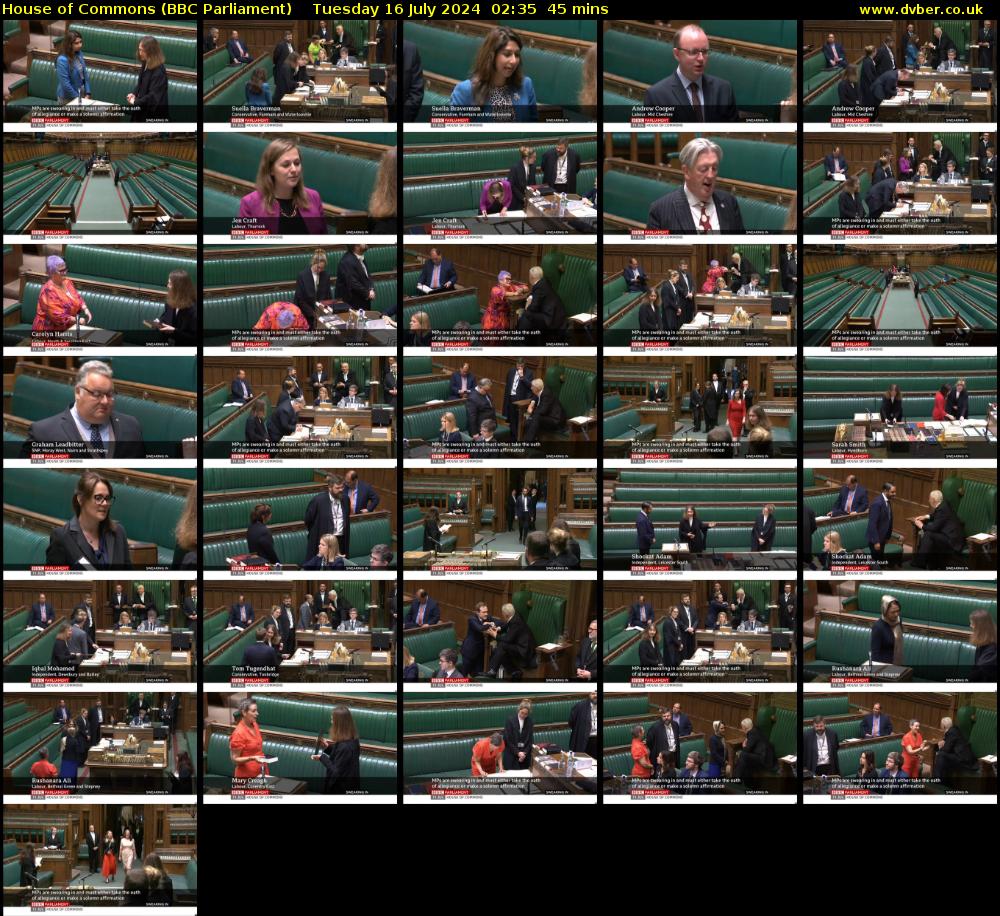 House of Commons (BBC Parliament) Tuesday 16 July 2024 02:35 - 03:20