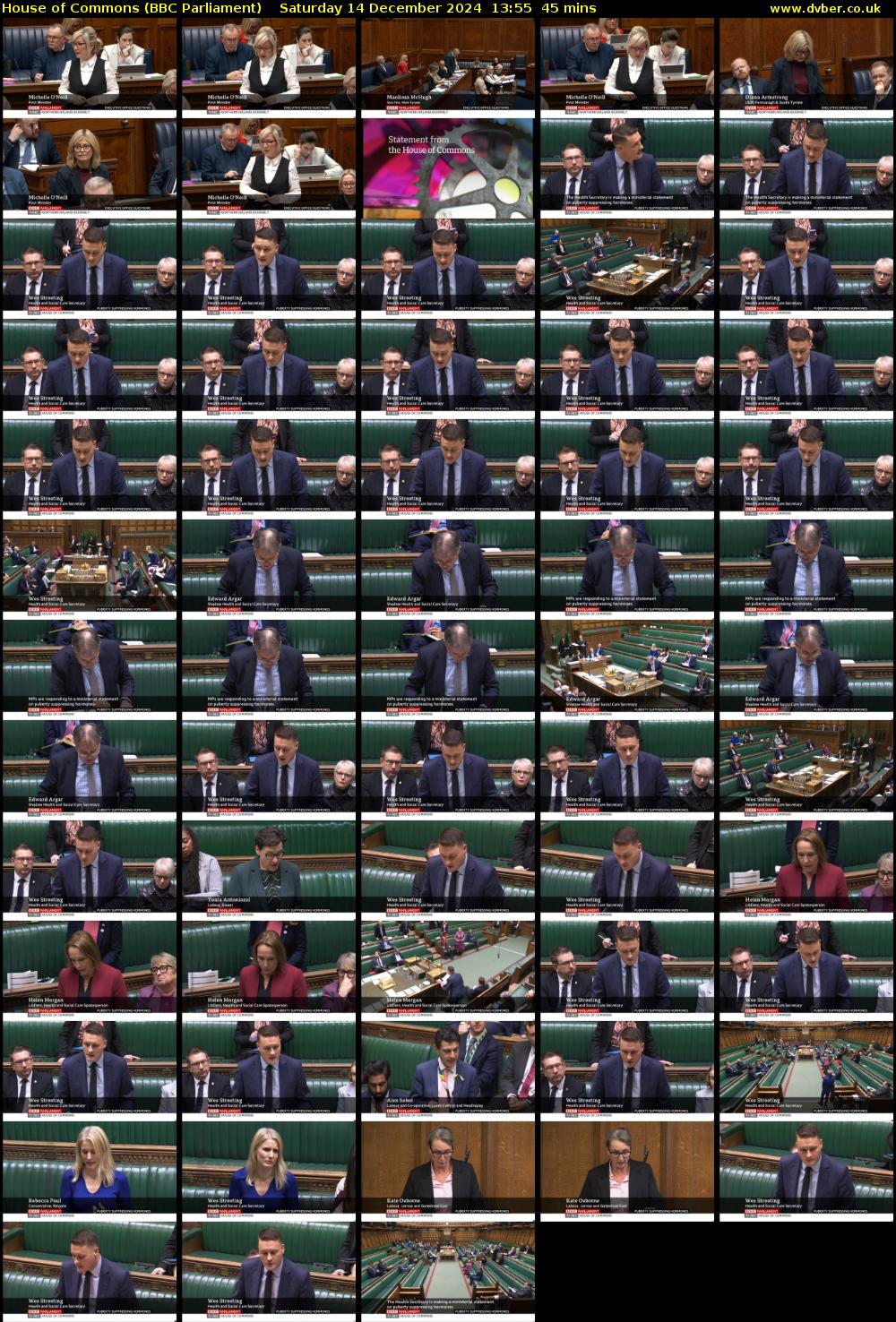 House of Commons (BBC Parliament) Saturday 14 December 2024 13:55 - 14:40
