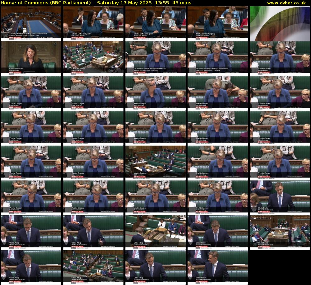 House of Commons (BBC Parliament) Saturday 17 May 2025 13:55 - 14:40