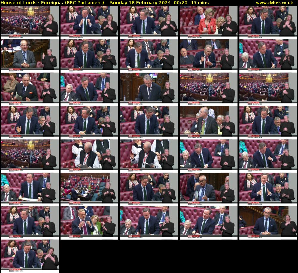 House of Lords · Foreign... (BBC Parliament) Sunday 18 February 2024 00:20 - 01:05
