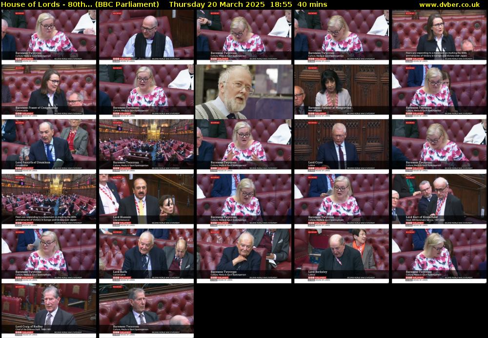 House of Lords - 80th... (BBC Parliament) Thursday 20 March 2025 18:55 - 19:35