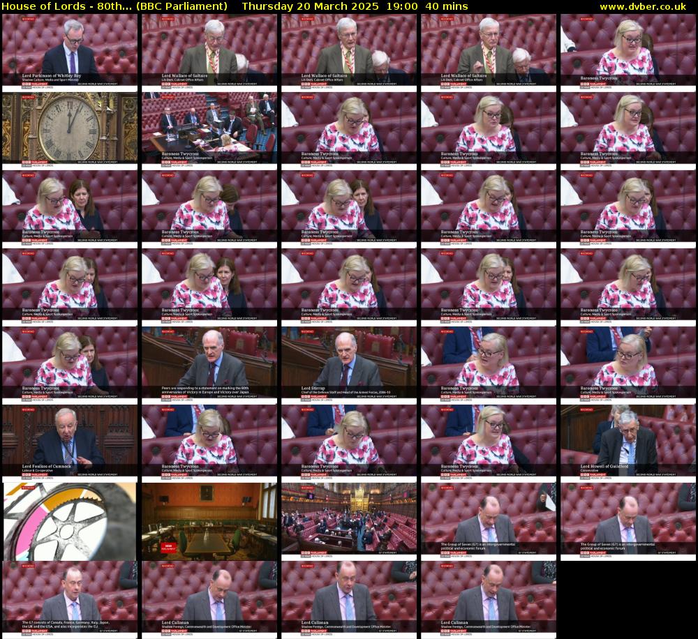 House of Lords - 80th... (BBC Parliament) Thursday 20 March 2025 19:00 - 19:40