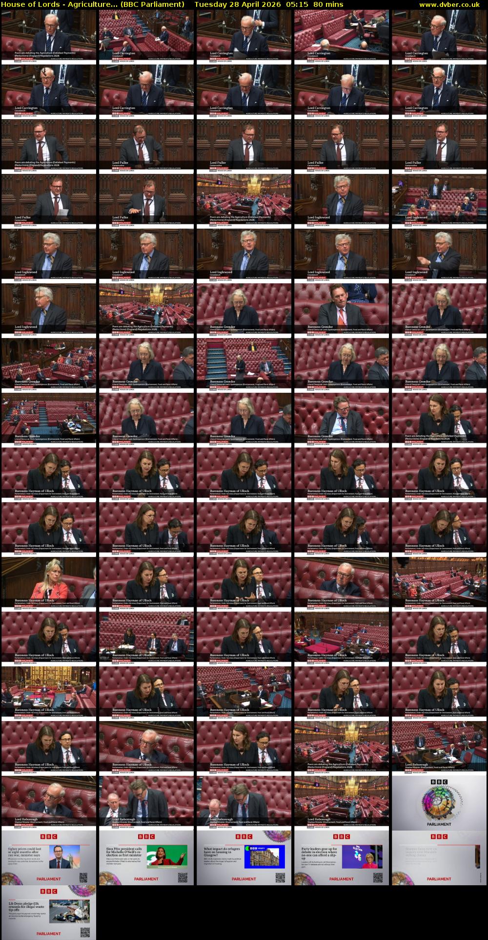 House of Lords - Agriculture... (BBC Parliament) Tuesday 28 April 2026 05:15 - 06:35
