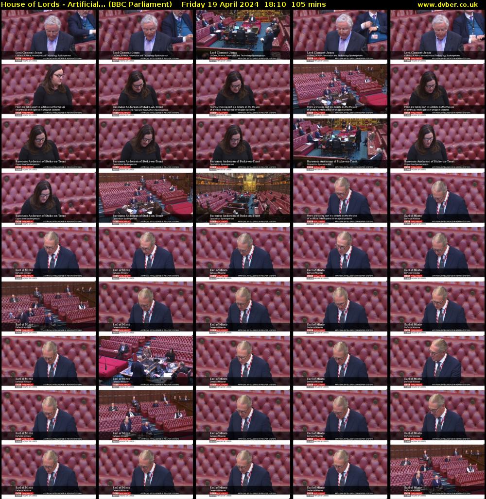 House of Lords - Artificial... (BBC Parliament) Friday 19 April 2024 18:10 - 19:55