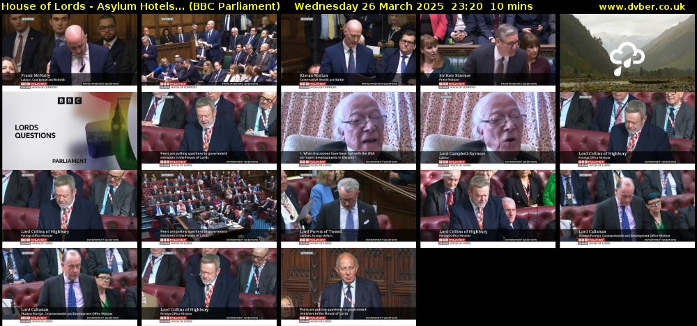 House of Lords - Asylum Hotels... (BBC Parliament) Wednesday 26 March 2025 23:20 - 23:30