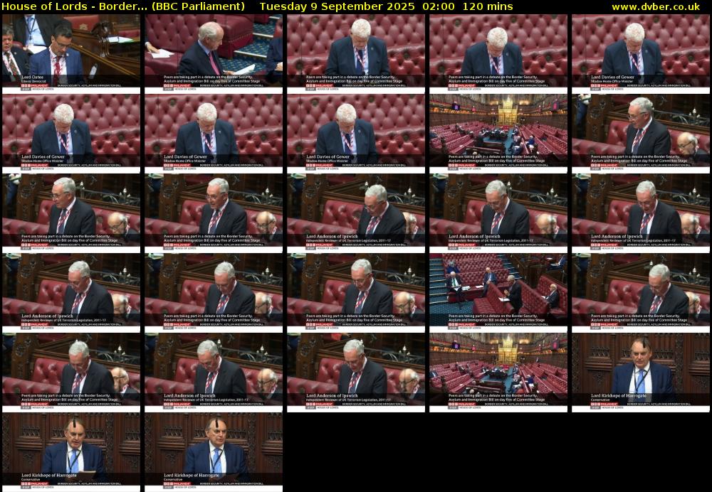 House of Lords - Border... (BBC Parliament) Tuesday 9 September 2025 02:00 - 04:00