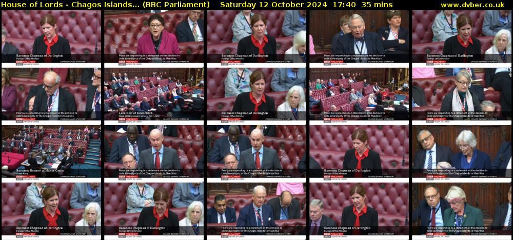 House of Lords - Chagos Islands... (BBC Parliament) Saturday 12 October 2024 17:40 - 18:15