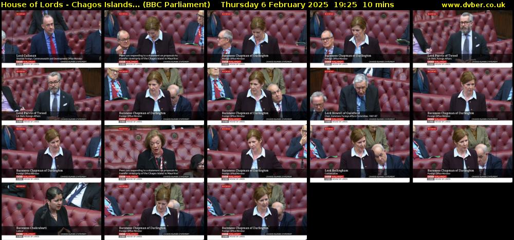 House of Lords - Chagos Islands... (BBC Parliament) Thursday 6 February 2025 19:25 - 19:35